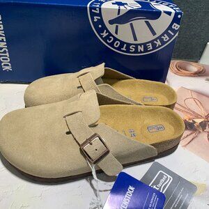 🧁Birkenstock Boston Classic Suede Soft Leather Taupe